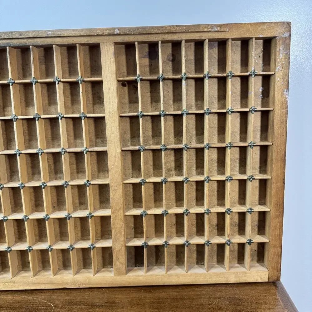 Antique New Departure Patented Printer's Type Case Drawer Wood Trinket Shelf